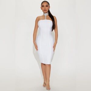 Fashion Nova Got Him Choked Up Midi Bandage Dress